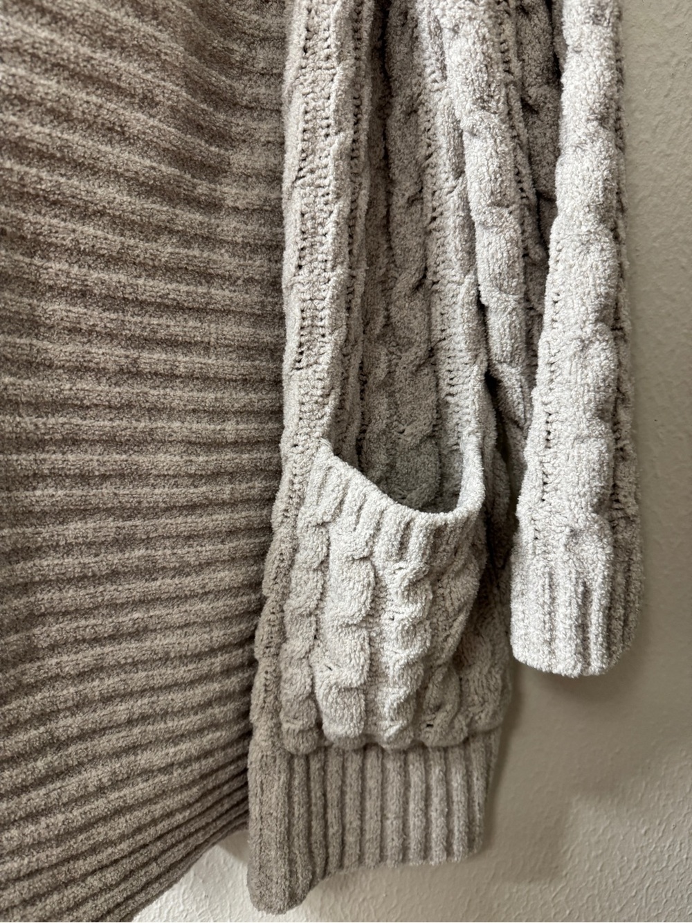 Stay Cozy Sleep Sense Chunky Cable Knit Open Front Cardigan - Light Heather Gray - Picture 3 of 7